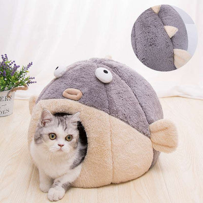 Enclosed Cat & Small Dog Bed - Kit & Kibble