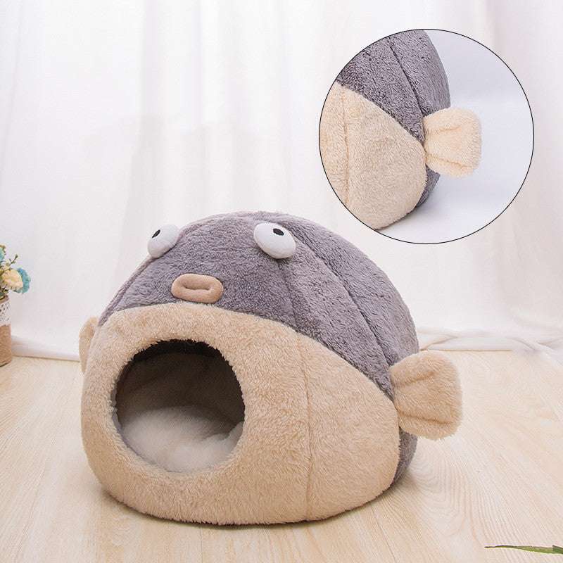 Enclosed Cat & Small Dog Bed - Kit & Kibble