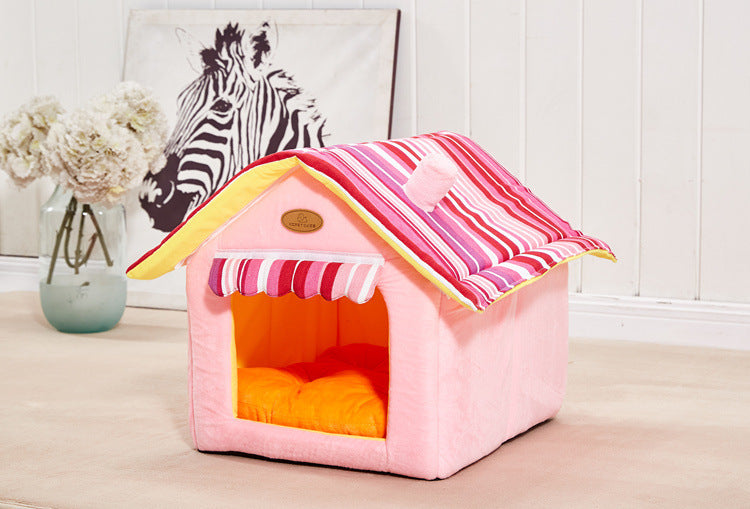 Striped Dog House Bed - Kit & Kibble